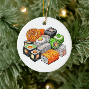 Décoration En Céramique Funky Sushi Pun Noël