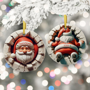 Décoration En Céramique Funny 3D Père Noël Nom personnalisé de l'enfant No