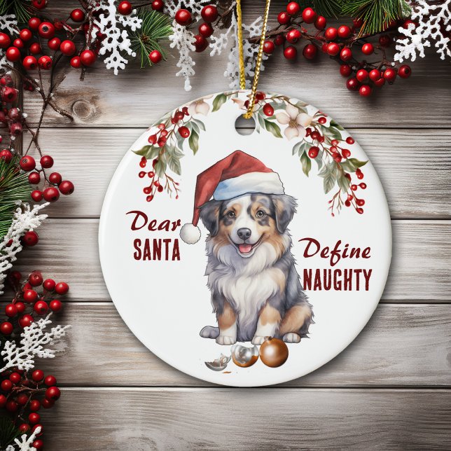 Décoration En Céramique Funny Australian Shepherd Définir Naughty Christma (Créateur téléchargé)