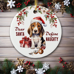 Décoration En Céramique Funny Basset Hound Puppy Définir Naughty Noël