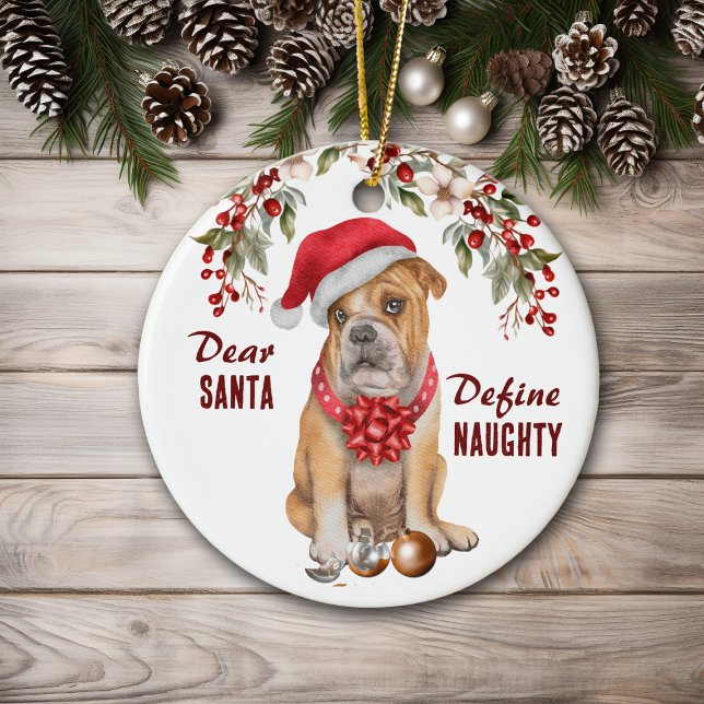 Décoration En Céramique Funny Bulldog Define Naughty Christmas (Créateur téléchargé)