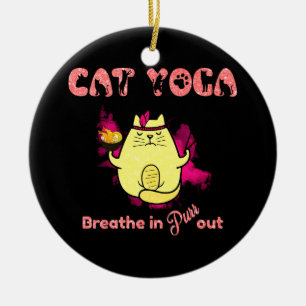Décoration En Céramique Funny Chat Yoga