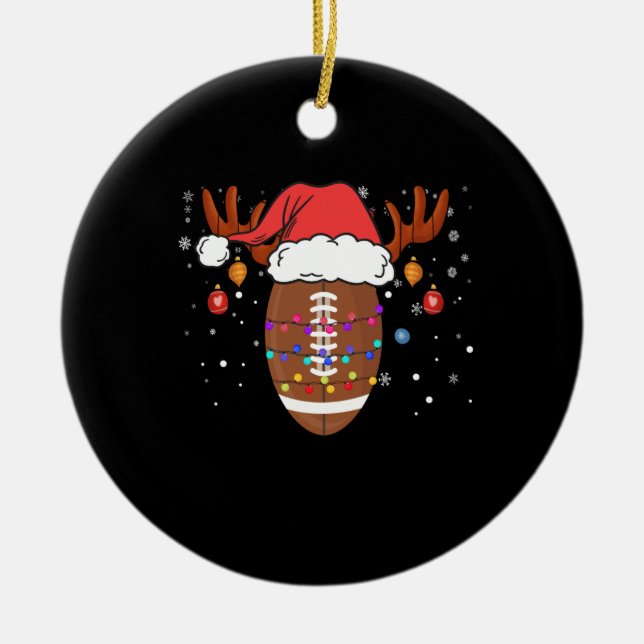 Décoration En Céramique Funny football Reindeer Santa Hat (Devant)