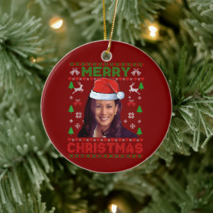 Décoration En Céramique Funny Kamala Harris 2024 Joyeux cadeau de Noël de 