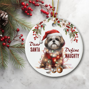 Décoration En Céramique Funny Shih Tzu Définir Naughty Christmas