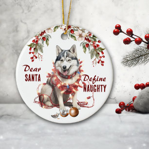 Décoration En Céramique Funny Siberian Husky Définir Naughty Christmas