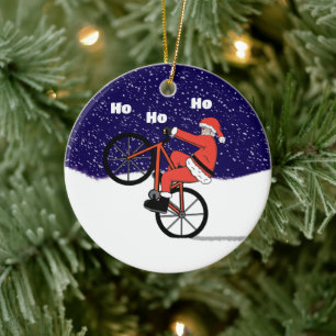 Décoration En Céramique Funny Wheeling Santa Claus Cycling