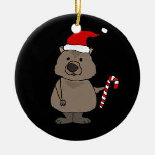 Décoration En Céramique Funny Wombat in Santa Hat Christmas