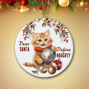Décoration En Céramique Funny Yellow Kitten Définir Naughty Christmas