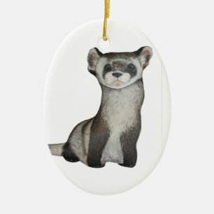 Décoration En Céramique Furet aux pieds noir
