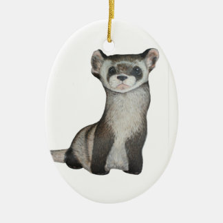 Décoration En Céramique Furet aux pieds noir