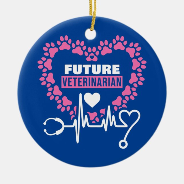 Décoration En Céramique Futur Vétérinaire Docteur Animaux (Devant)