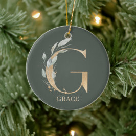 Décoration En Céramique G Monogramme Floral Personnalisé