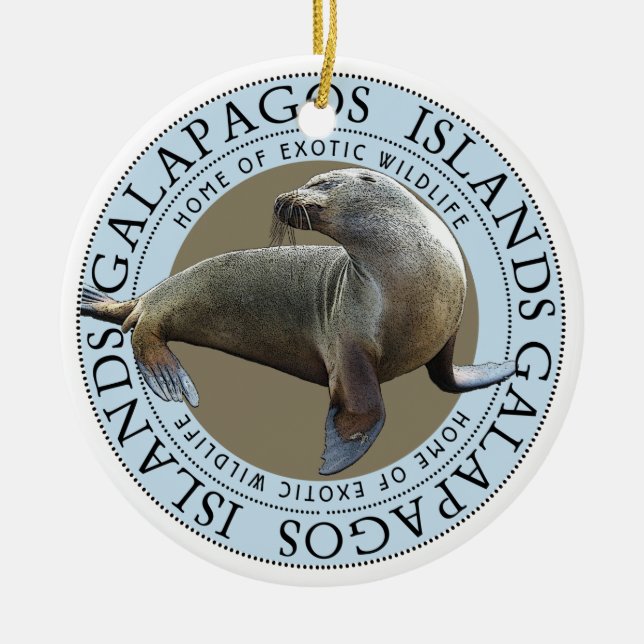 Décoration En Céramique Galapagos Îles Mer Lion Noël (Devant)