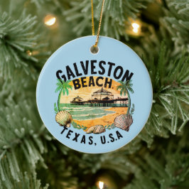 Décoration En Céramique Galveston Beach Rétro Vignette