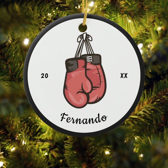 Décoration En Céramique Gants en boîte rouge Concurrence Boxer Nom et anné (Créateur téléchargé)