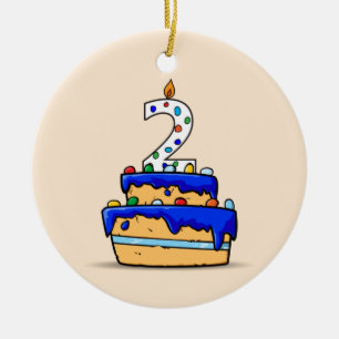 Décoration En Céramique Garçon 2e anniversaire, 2 sur le gâteau bleu dou
