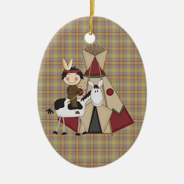 Décoration En Céramique Garçon indien indigène d'ornement de Noël (Devant)