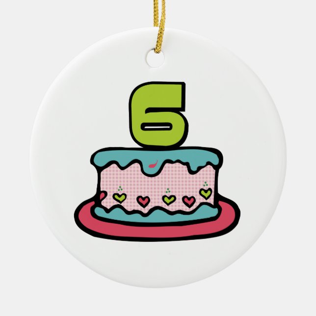 Décoration En Céramique Gâteau d'anniversaire de 6 ans (Devant)