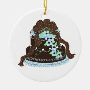 Décoration En Céramique Gâteau élégant bleu et chocolat