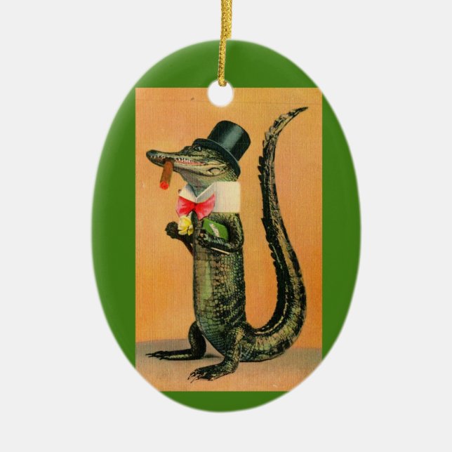 Décoration En Céramique Gator de chapeau supérieur (Devant)