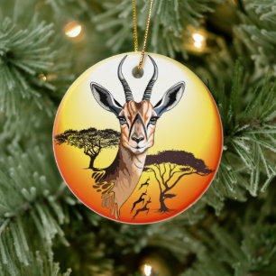 Décoration En Céramique Gazelle Antelope africaine animal sauvage
