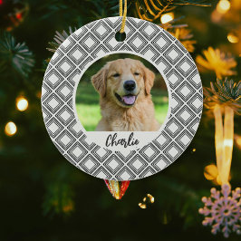 Décoration En Céramique Geometric Pattern Christmas Pet Photo Ornament 