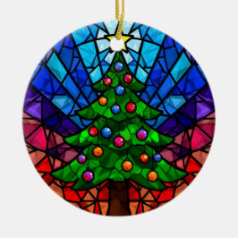 Décoration En Céramique Geometric Stained Glass Christmas Tree