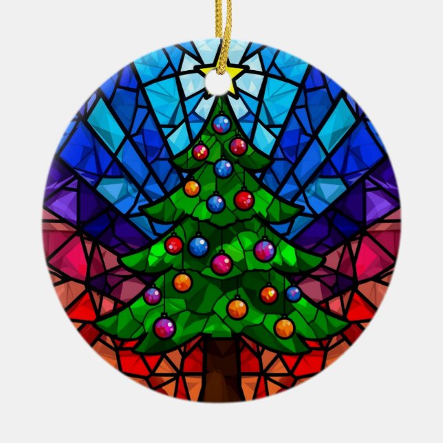 Décoration En Céramique Geometric Stained Glass Christmas Tree (Devant)
