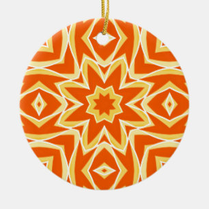 Décoration En Céramique Géométrique étoile Abstraite - Orange et Or