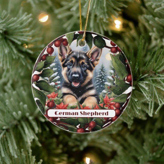Décoration En Céramique German Shepherd Joy : Noël Customisé (Arbre)
