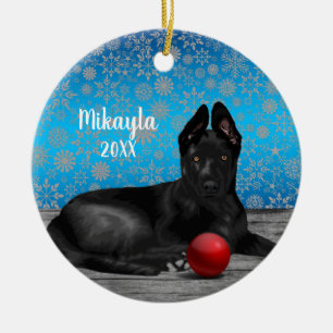 Décoration En Céramique German Shepherd Puppy Christmas