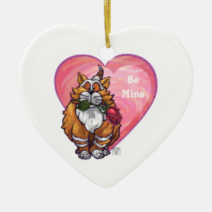 Décoration En Céramique Ginger Cat Saint-Valentin