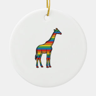 Décoration En Céramique Girafe Arc-en-Ciel Gravure Vintage Design Vectorie