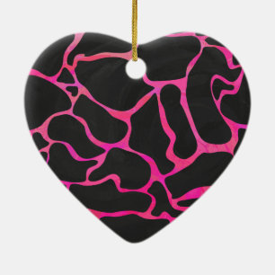 Décoration En Céramique Girafe Imprimé Rose Chaud et Noir