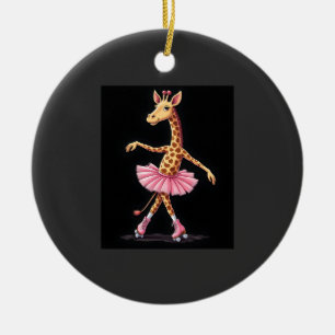 Décoration En Céramique Girafe Sur Des Patins à Roulettes Avec Un Haut De 