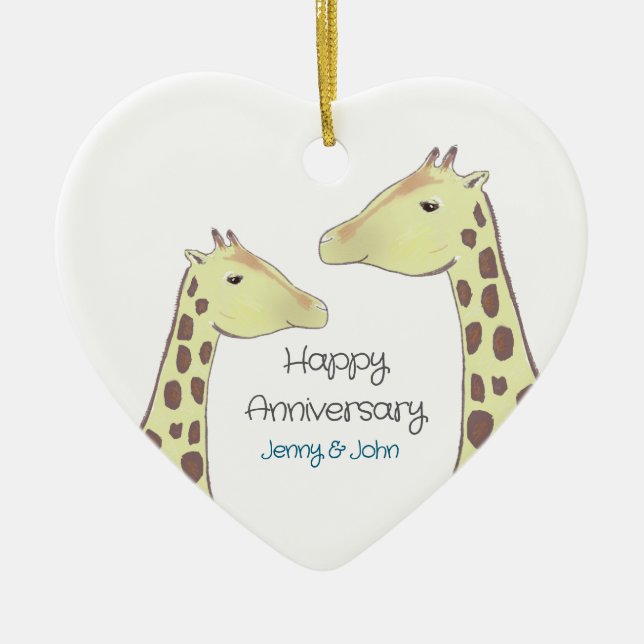 Décoration En Céramique Giraffe Couple Wedding Anniversary (Devant)