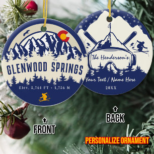 Décoration En Céramique Glenwood Springs Colorado Drapeau Montagne Ski
