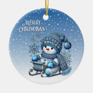 Décoration En Céramique Glissant Snowman Noël Ornament