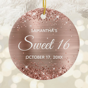 Décoration En Céramique Glitterie Rose Gold Foil Sweet 16 Anniversaire