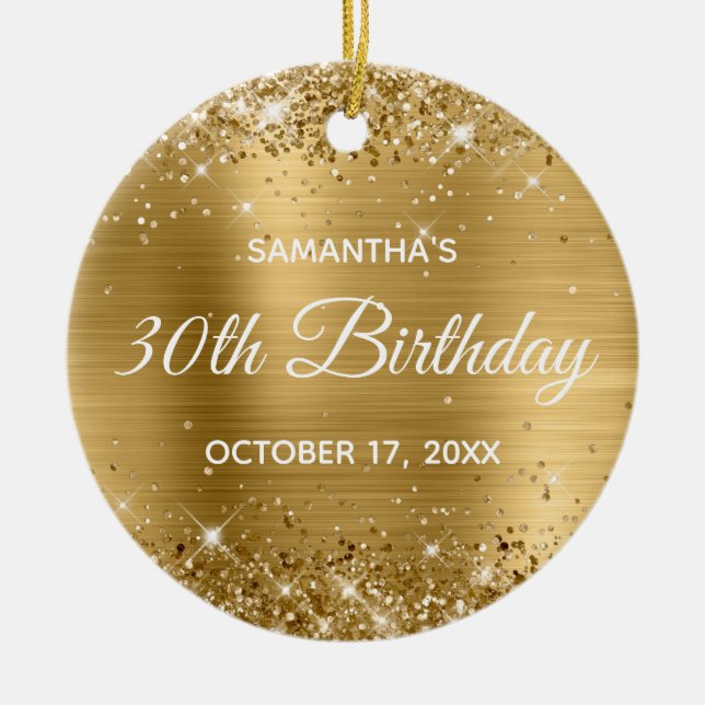 Décoration En Céramique Glittery Gold Foil 30e anniversaire (Devant)