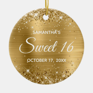 Décoration En Céramique Glittery Gold Foil Sweet 16 Anniversaire