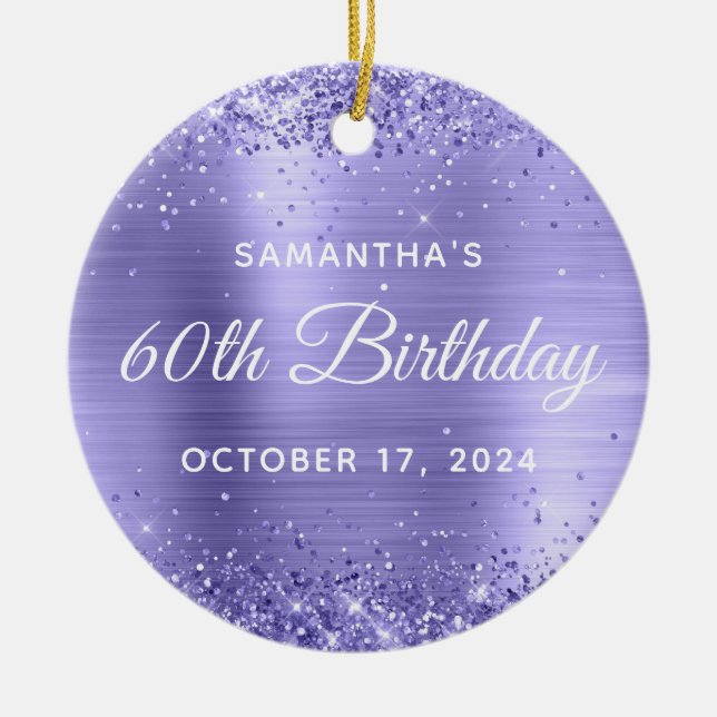 Décoration En Céramique Glittery Periwinkle Foil 60e anniversaire (Devant)