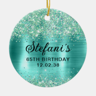 Décoration En Céramique Glittery Turquoise Foil 65e anniversaire