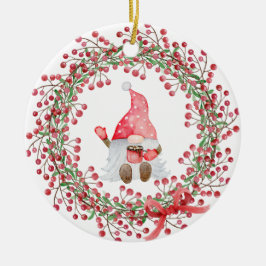 Décoration En Céramique Gnome Berry Wreath