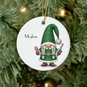 Décoration En Céramique Gnome de Noël personnalisé pour coiffeur