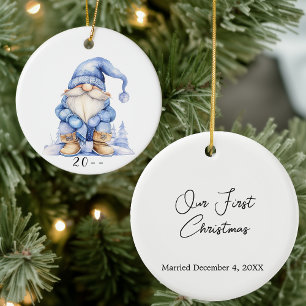 Décoration En Céramique Gnome d'hiver Notre premier Noël
