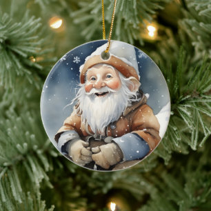 Décoration En Céramique Gnome Mignonne En Neige Hiver
