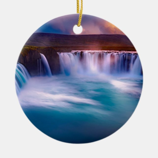 Décoration En Céramique Godafoss, chutes d'Islande (Devant)