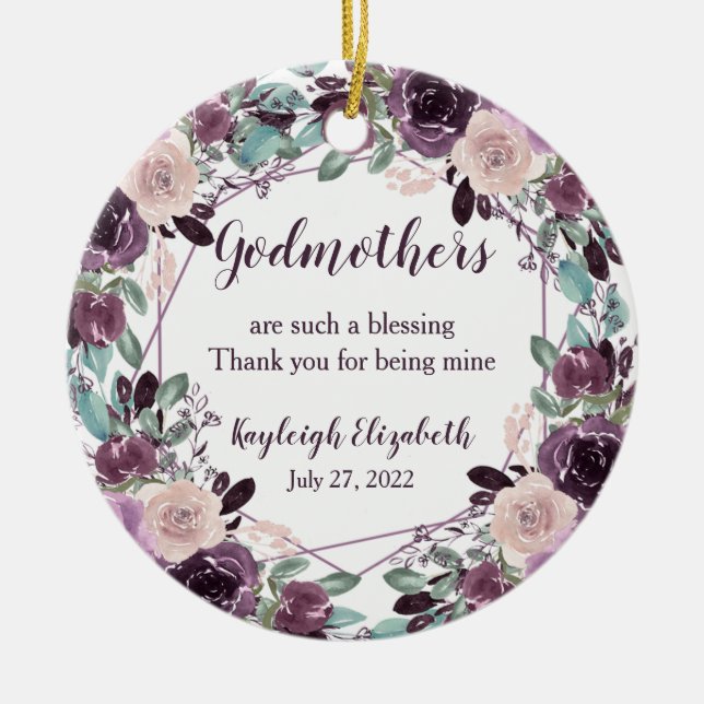 Décoration En Céramique Godmères Baptême Cadeau | (Devant)